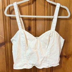 Express Cream Ruched Strap Tank Top - Cropped - Size Large